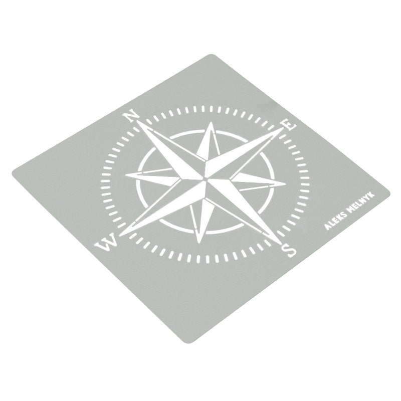 Aleks Melnyk No.72 Compass Rose Metal Stencil Small, Nautical Stencil for Painting on Wood, Stainless Steel Template Craft Wood Burning, Pyrography, Painting and Engraving, Patterns - Image 2